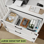 2 Drawer File Cabinet with Lock, Modern Farmhouse Filing Cabinet for Legal/Letter/A4 Size Hanging Files, Large Wood File Cabinets for Home Office