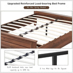 ACCOHOHO Farmhouse Queen Size Bed Frame with 52" Tall Headboard, Wood Platform Bedframe with Footboard and Storage Drawers, No Squeak, No Box Spring Needed, Brown