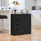 Yaheetech Wooden Bathroom Floor Cabinet, Side Storage Organizer Cabinet with 4 Drawers & Double Doors, Freestanding Entryway Storage Unit Console Table, Bathroom Furniture Home Decor, Black