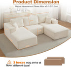Modular Sectional Cloud Couch for Living Room,Modern Boneless Couche Set with Plush Corduroy,Comfy Floor Sofa with Memory Foam,Stupendous U Shaped Sofa,No Assembly Required,Beige