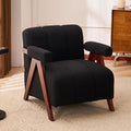 Accent Chair with Wide Seat, Anthropologie Living Room Chair with Wide Armrest, Pottery Barn Accent Chair Bedroom Chair with Thick Cushion, Comfy Teddy Tufted Side Chair for Lounge, Black