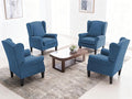 Accent Chair Set of 4, Modern Living Room Chairs with Wingback, Comfy Upholstered High Back Single Sofa for Bedroom, Mid-Century Reading Armchair Sillas para Sala