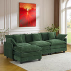 111.4" L-Shaped Cloud Chenille Sectional with Reversible Chaise, Flexible 3+1 Layout for Large Spaces, Deep Seat and Free Pillows Included