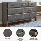 Signature Design by Ashley Caitbrook Contemporary 7 Drawer Dresser with Dovetail Construction, Weathered Gray
