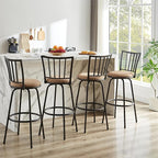 VECELO Barstools, Adjustable Counter Stools,Steel Bistro Pub Chairs,Bar Stools with 360 Degree Swivel Cushion Seat, Straight Line Backrest,Set of 4