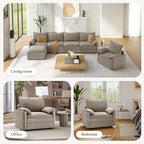 Vesgantti 40" Single Seat Sofa, Comfy Cloud Couch Deep Seat Upholstered Couch Chenille Modern Sofa with Armrest Pillow, Easy Assembly for Living Room, Bedroom and Apartment, Light Brown