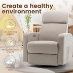 Power Swivel Recliner Chairs for Adults, Electric Glider Rocking Chair Nursery, Glider Recliner Nursery Chair with Classified Side Pocket, Nursery Rocking Chairs with USB and Type-C Ports