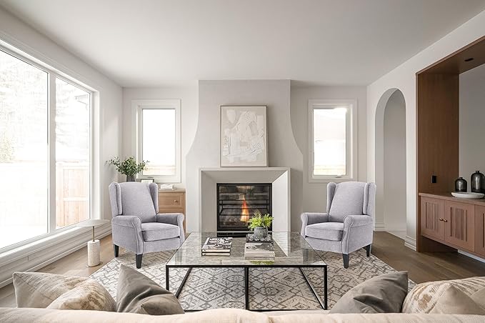 Accent Chair Set of 4, Modern Living Room Chairs with Wingback, Comfy Upholstered High Back Single Sofa for Bedroom, Mid-Century Reading Armchair Sillas para Sala