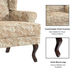 Accent Chair, High Back Upholstered Armchair with High Resilience Sponge & Wood Legs, Mid-Century Modern Comfy Single Sofa Reading Chairs for Living Room, Bedroom (Floral Sand, Set of 1)