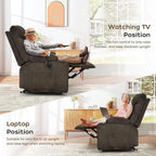 ABCASA Oversized Dual Motor Lay Flat Power Lift Recliner Chair with Massage, Heating, Lumbar Pillow, USB & Type-C Ports, Textile Lift Chairs Recliners, Large Recliner for Big & Elderly People - Brown