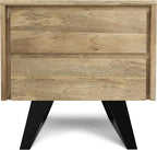 SIMPLIHOME Lowry Solid Mango Wood and Metal 22 inch Wide Rectangle Modern Industrial Side Table in Natural for The Living Room and Bedroom