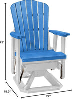 DutchCrafters Slat Fan Back Poly Adirondack Swivel Glider Outdoor Patio Chair (White & Blue)