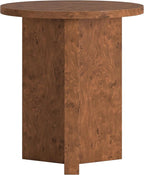 Henn&Hart 20" Scandinavian Round Wooden End Table, Side Table, Nightstand with X-Base for Living Room, Office, Family Room, or Bedroom, Walnut Burl