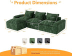 Hobestluk 120" Cloud Modular Sectional Couch 3-Seater Sofa with Ottoman L Shaped Sofa with Removable Cover Large Sofa Couch for Living Room (Green, 3-Seater Sofa with One Ottoman)