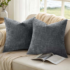 decorUhome Dark Grey Chenille Throw Pillow Covers 26x26 Set of 2 Thick Textured Slubby Couch Pillow Covers Farmhouse Accent Modern Neutral Decorative Pillow Cases for Bed Sofa Living Room