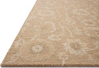 Loloi Chris Loves Julia Dorothea Collection DRT-01 Sand/Pebble 2'-6" x 7'-6" Runner Rug Wool Neutral Floral Living Room Bedroom Carpet