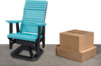 DutchCrafters Modern Horizontal Slat High Back Poly Adirondack Swivel Glider Outdoor Patio Chair (White & Aruba Blue)