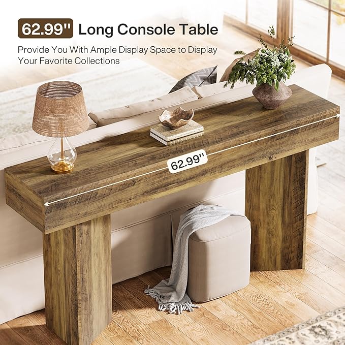 Tribesigns 63-inch Entryway Console Table, Narrow Long Sofa Table Behind Couch, Accent Entrance Foyer Table for Entryway, Entrance, Hallway, Brown
