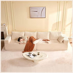 Chaise Lounge Chair, Sleeper Couches, Boneless Couch for Living Room and Bedroom, Corduroy, White