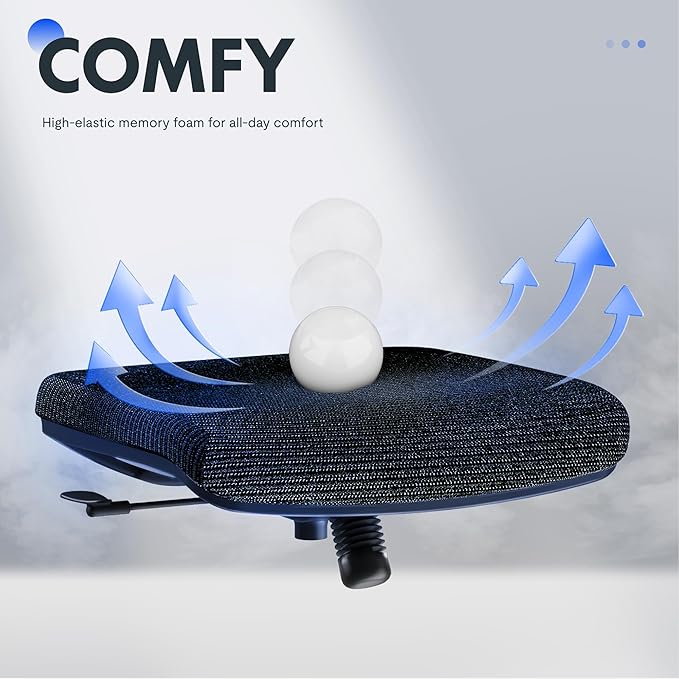 FLEXISPOT OC3 Cloud Ergonomic Office Chair with Footrest, Mesh Back Computer Chair, Home Office Desk Chairs, with Adjustable Lumbar Support/3D Headrest/Reliable Base, Elastic Foam Seat, Black, Cloud-F