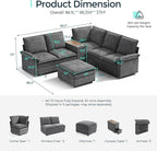 LINSY HOME Modular Sectional Couch Set, 99.7" V Shaped Cloud Sofa with Versatile Console, Chenille 5 Seater Sofa Set for Living Room, Apartment, Office, Green