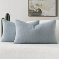 FUTEI Pack of 2 Dusty Blue Decorative Throw Pillow Covers 12x20 Inch Soft Cozy Solid Boucle Textured Lumbar Pillow Cases,Modern Home Decor for Couch Bed Living Room