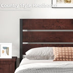 Full Bed Frame with Headboard and Footboard, with Under Bed Storage, All-Metal Support System, No Box Spring Needed, Easy Assembly, Red Brown