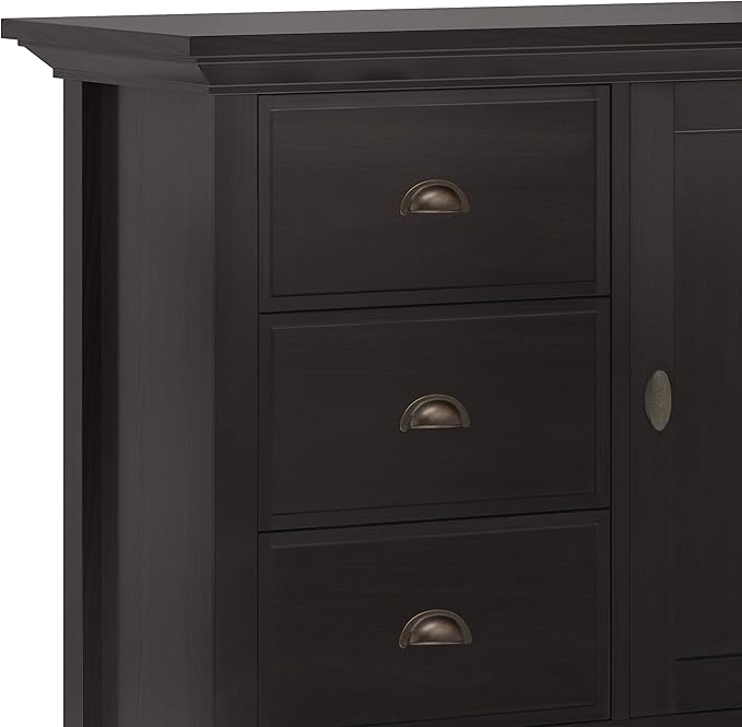 SIMPLIHOME Redmond SOLID WOOD 39 Inch Wide Transitional Medium Storage Cabinet in Hickory Brown, For the Living Room, Entryway and Family Room
