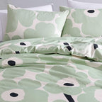 Marimekko - Full/Queen Duvet Cover Set, Super Soft Organic Bedding with Matching Shams, Floral Bedding Essentials, Oeko-Tex Certified (Unikko Green, Full/Queen)
