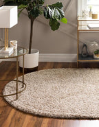Unique Loom Solid Shag Collection Area Rug (5' 1" x 8' Oval, Taupe)