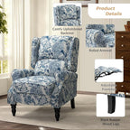 HULALA HOME Upholstered Wingback Recliner Chair, Small Adjustable Footrest Push Back Single Reclining Sofa, Mid Century Modern Lounge Armchair for Living Room, Bedroom, Reading/Jacobean