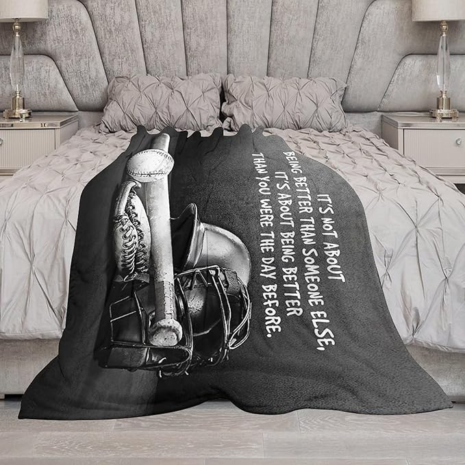 Baseball Throw Blanket for Kids & Adults - Soft, Warm, Cozy Fleece for Couch, Sofa, Bed - 50"x60"