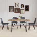 Dining Table Set for 4，Dinner Table Set for 4，55'' Kitchen Table and PU Leather Chairs Set of 4, 5 Piece Dining Table Set for Kitchen Dining Room