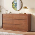Solid Wood Dresser for Bedroom, Natural Solid Wood 6 Drawer Dresser,55.2" Wide Mid Century Modern Chest of Drawers, Closet Storage Organizer for Living Room, Bedroom
