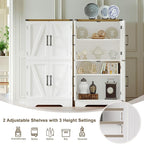 Treocho Bathroom Floor Cabinet, Farmhouse Bathroom Storage Cabinet with Doors and Adjustable Shelves, Freestanding Kitchen Pantry Cabinet, Cupboard for Living Room, Dining Room, White