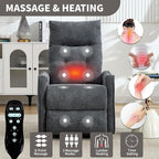 PELUMY Manual Lift Recliner Chair with Massage and Heat for Elderly, Single Motor Electric Lift Chair, Heavy Duty Recliner with USB Charging & Side Pockets (Chenille, Grey)