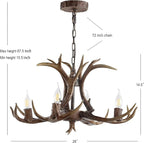 JONATHAN Y JYL6301A Eldora 26" Adjustable Resin Antler 4-Light LED Chandelier, Glam, Rustic,Cottage,Transitional, Dimmable Dining Room, Living Room, Kitchen, Foyer, Bedroom, Brown