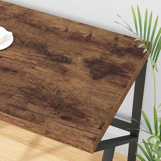 HSH Rustic Brown Desk, Industrial Home Office Computer Desk, Farmhouse Metal and Wood Computer Table, Simple Bedroom Laptop PC Desk for Student Writing Study Gaming Executive Workstation, 55 in