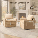 Swivel Accent Chair Set of 2, Modern Sofa Chairs for Living Room, Plush Upholstered Cloud Chair with Double Layer Thick Cushions, Bedroom Reading Nook Armchair, Beige