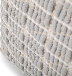 SIMPLIHOME Noreen Boho Square Pouf in Light Blue, White Handloom Woven Pattern for the Living Room, Bedroom and Kids Room