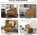 Oversized Accent Chair for Living Room Chairs Reading Arm Chair Comfy Modern Single Sofa Side Chairs with Metal Legs & Soft Cushion for Bedroom, Waiting Room (Chenille Pumpin, Set of 2)