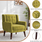 Lumibee Accent Chair, Modern Velevet Armchair for Living Room, Comfy Upholstered Arm Chair Tufted for Indoor Bedroom Office Room (Green Velvet)