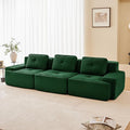 115.3” Green Boneless Couches for Living Room, Modular Sectional Sofa, 3 Seater Comfy Upholstered Deep Seat Corduroy Fabric Cloud Couch No Assembly, Anti-Slip Design