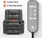 MCombo Dual Motor Power Lift Recliner Chair for Elderly, Lay Flat Lift Chair with Heat and Massage, Oversized Lift Recliner for Big and Tall, Faux Leather R7891 (Grey, Oversized)