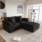 JACH Sectional Couches for Living Room, Cloud Sectional Couch with Deep Seat, Love Seat Modular Sofa with Chaise, Covers Removeable & Washable, Sofas Furniture for Living Room, Black
