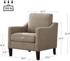 VKNOW Mid Century Modern Accent Chair, Upholstered Living Room Chairs Armchair for Bedroom, Comfy Reading Accent Chairs with Wood Legs for Living Room, Brown
