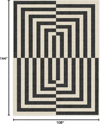 RUGGABLE x Jonathan Adler Machine Washable Modern Area Rug – Op Art Charcoal 9x12, Stain-Resistant, Non-Slip – Large Rugs for Living Room, Bedroom, Hallway, Entryway & Office–with Standard Pad