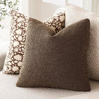 Foindtower Pack of 2 Textured Boucle Throw Pillow Covers Accent Solid Decorative Pillow Cases Cozy Woven Couch Cushion Case for Sofa Bedroom Living Room Home Decor 20x20 Inch Chocolate