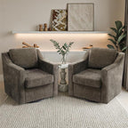Pia Ricco 360° Swivel Accent Chair, Plush Oversized Chenille Fabric Armchair with Removable Cover for Living Room and Reception,Night Brown Black