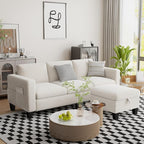 Sectional Sofa Couches for Living Room - 78''Convertible Modular Three-Seater L-Shaped Pet-Friendly Couch,Washable Sofa Cover-Bench Storage, Suitable for Small Living Room, Apartment,Office-White